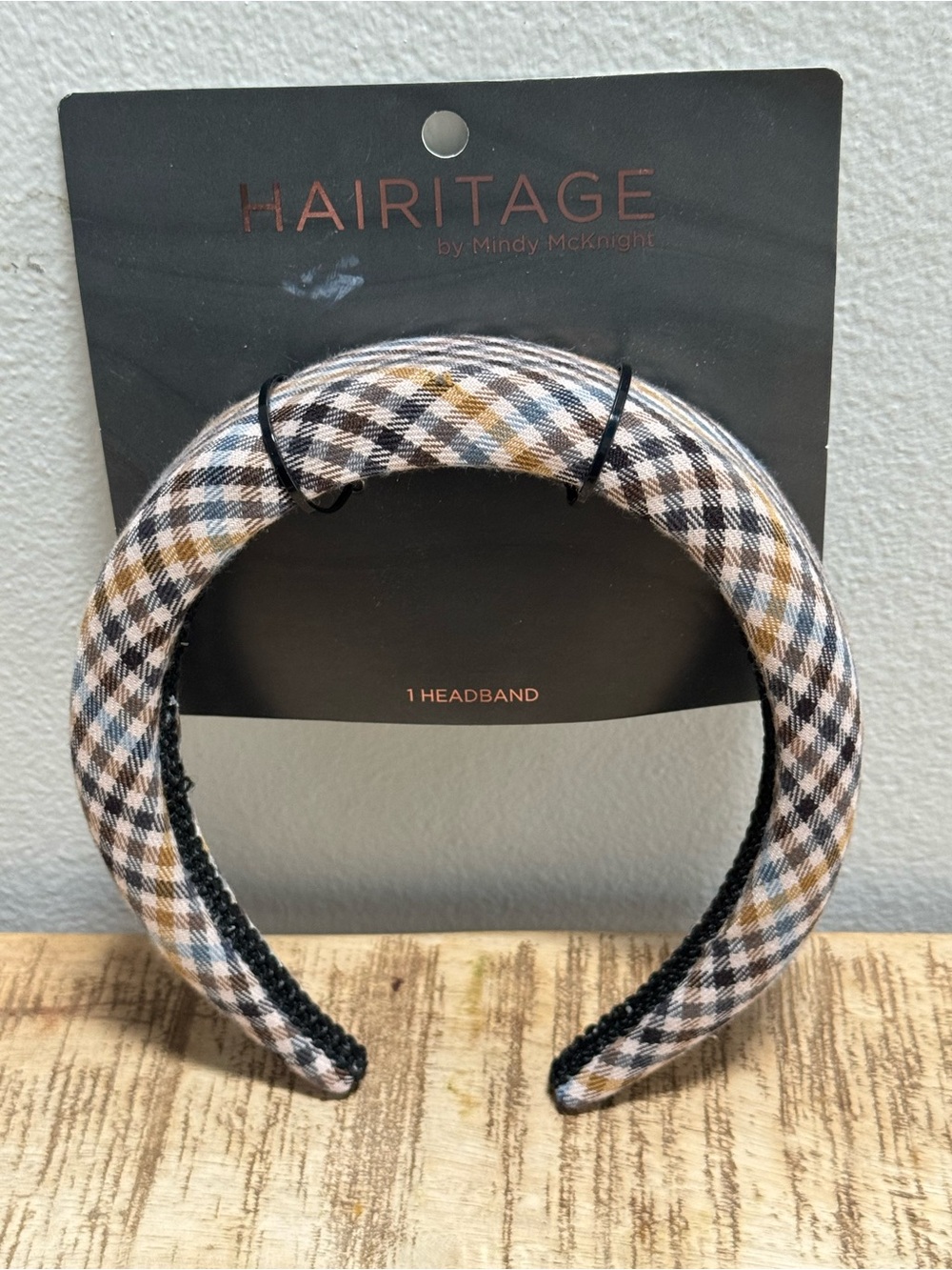 Hairitage Plaid Padded Headband - Black, White & Tan